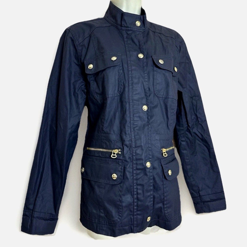 Tommy Hilfiger Wax Cotton Jacket Women's Large Navy Blue Utility Field Coat